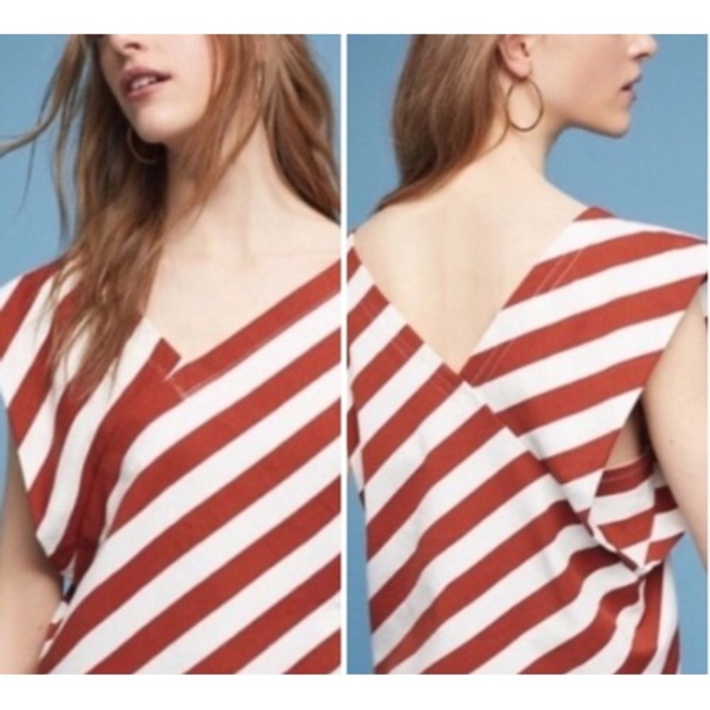 Anthropologie V-Neck Crossover Tulip Back Top